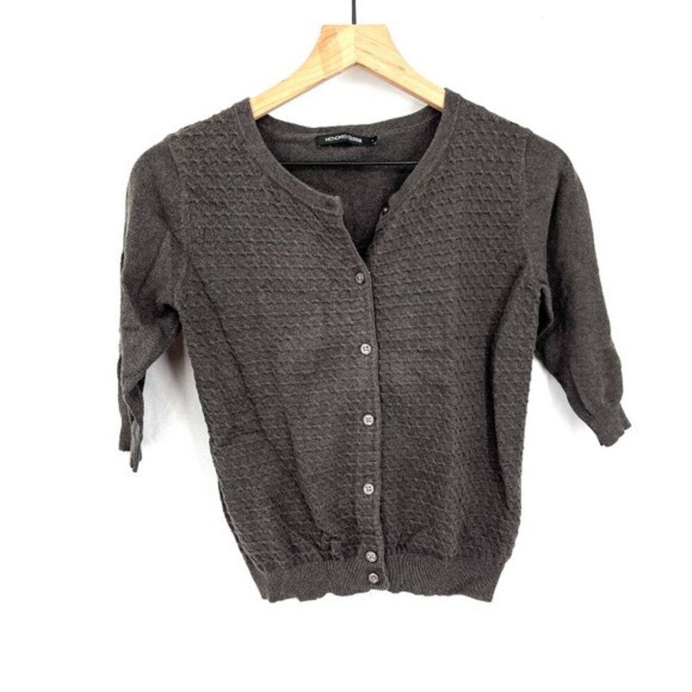 Monoprix‎ Femme textured knit cardigan sweater classic European neutral 1 S 74